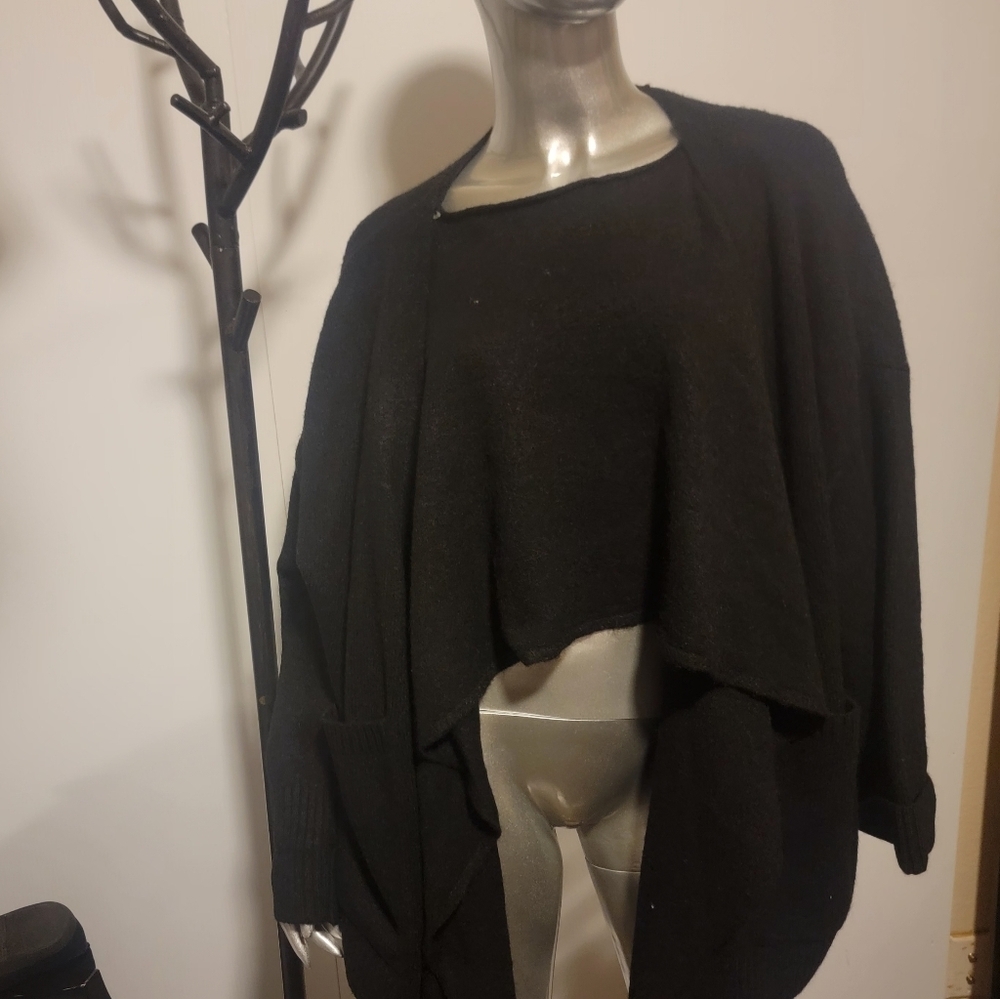 Anthropologie Black Sweater Poncho One Size NWT
